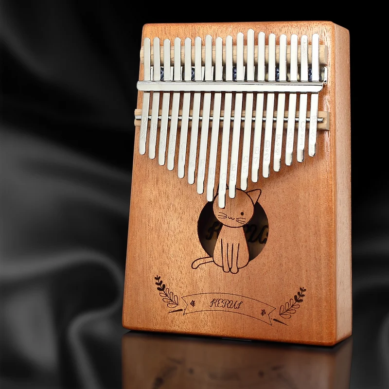 Kerus 17 teclas piano de pulgar Kalimba cuerpo sólido de caoba dedo instrumento de Musica regalo de cumpleains regalo de navidad