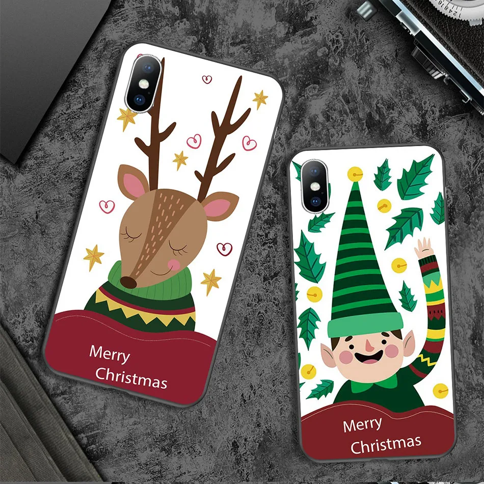 Чехол Lovebay Merry Christmas с рисунком оленя снеговика для телефона iPhone 11 Pro Max X XR Xs Max 6 6s 7 8 Plus Мягкий силиконовый чехол из ТПУ