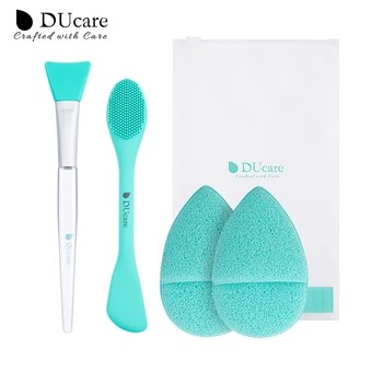 

DUcare 4pcs Silicone Facial Mask brush set Includes Cleansing Cotton Massage brush For Facial Mask Cleaning and Skin Care Tools