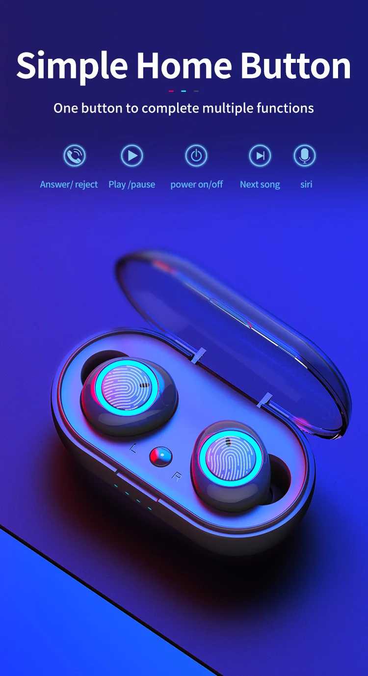 D10 TWS отпечатков пальцев сенсорные Bluetooth Наушники Hi-Fi стерео беспроводные наушники с шумоподавлением игровые гарнитуры с микрофонами