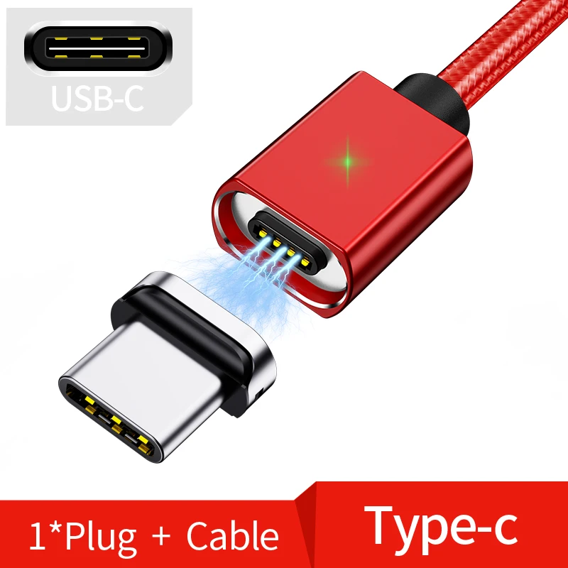 Магнитный Micro USB кабель Олаф 2 м для iPhone samsung, кабель для быстрой зарядки и передачи данных, Магнитный зарядный кабель usb type C 3A, кабель для мобильного телефона - Цвет: Red Type C