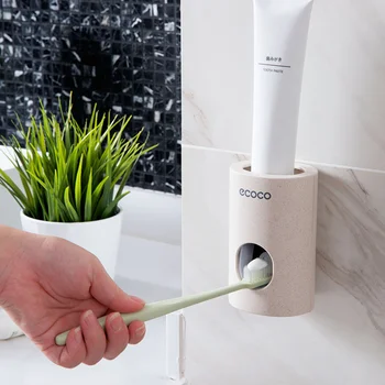 

Paste-type Toothpaste Holder Bathroom Wall Automatic Toothpaste Brushing Wash The Hole-free Toothpaste Shelf Plastic