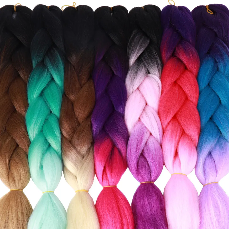 

Ombre Braiding Hair Extensions 1Pack 24" 100G jumbo braid Long Brown Synthetic dreads Crochet braids