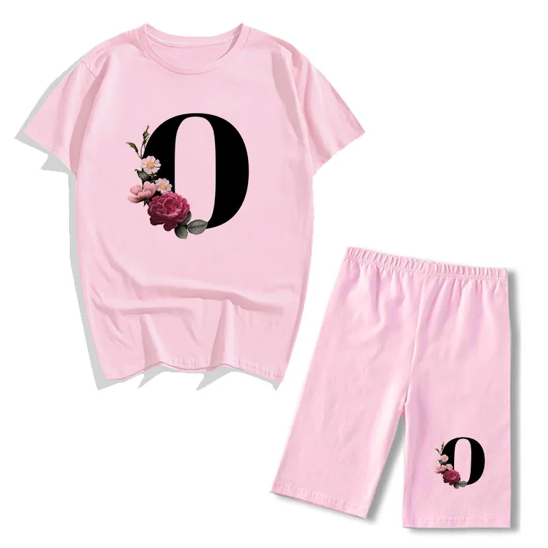 Women Two Piec Set Letter T Shirts And Shorts Summer Short Sleeve O-neck Casual 2 Piece Joggers Biker Shorts Outfit For Woman shorts and top set