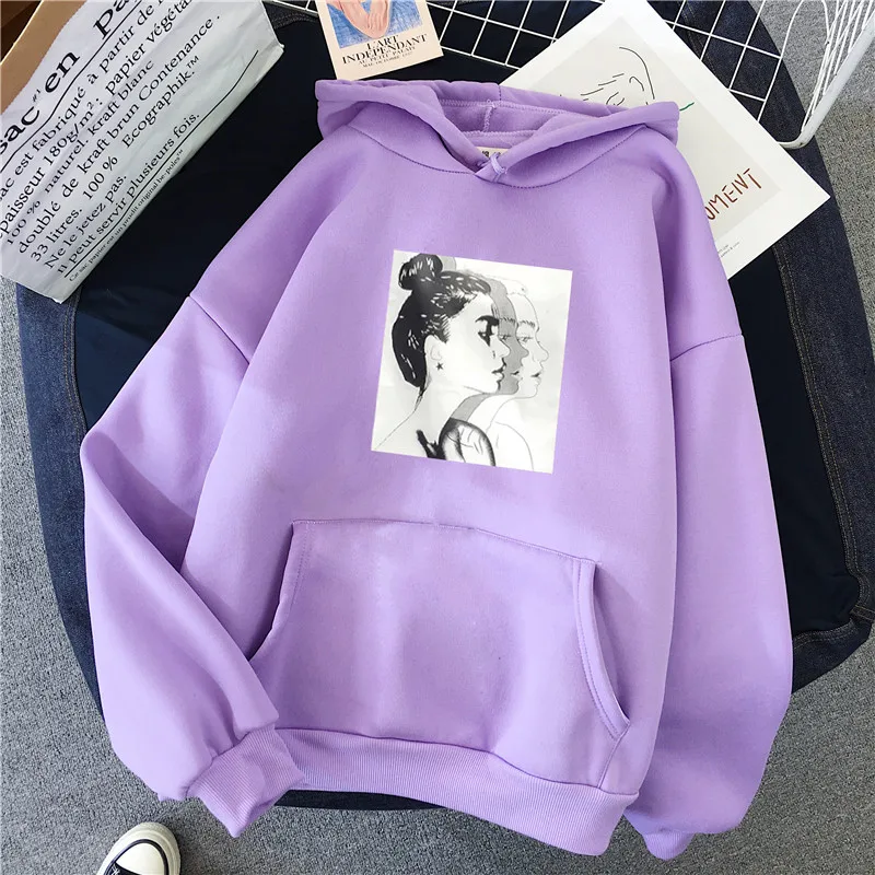 Толстовки с капюшоном больших размеров d для женщин Harajuku теплые зимние Бархатные толстовки с капюшоном однотонные Лоскутные карманы обычные Топы больших размеров