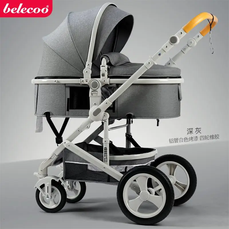 dark grey 5 Belecoo/детская коляска с высоким пейзажем, 2 в 1, коляска для новорожденных, складная, двусторонняя, ручная, 10 шт., подарки - Цвет: dark grey 5