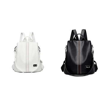 

NEW-Fashion Backpack Female Korean Version of All-Match Pu Soft Leather Anti-Theft Backpack Large Capacity Backpack
