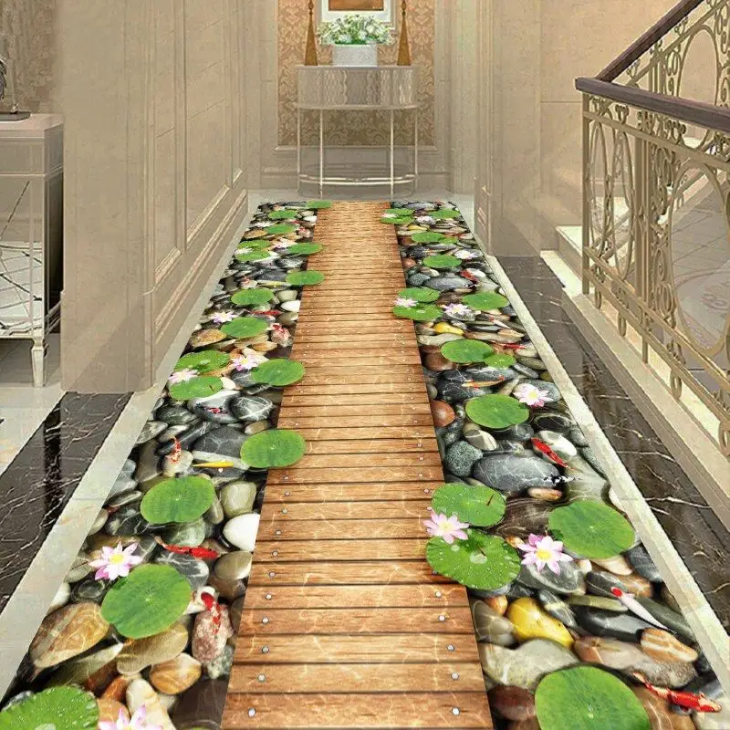 

3D Flower Corridor Living Room Home Decoration Hotel Corridor Carpet Entrance / Corridor Non-slip Doormat Bedroom Floor Mat