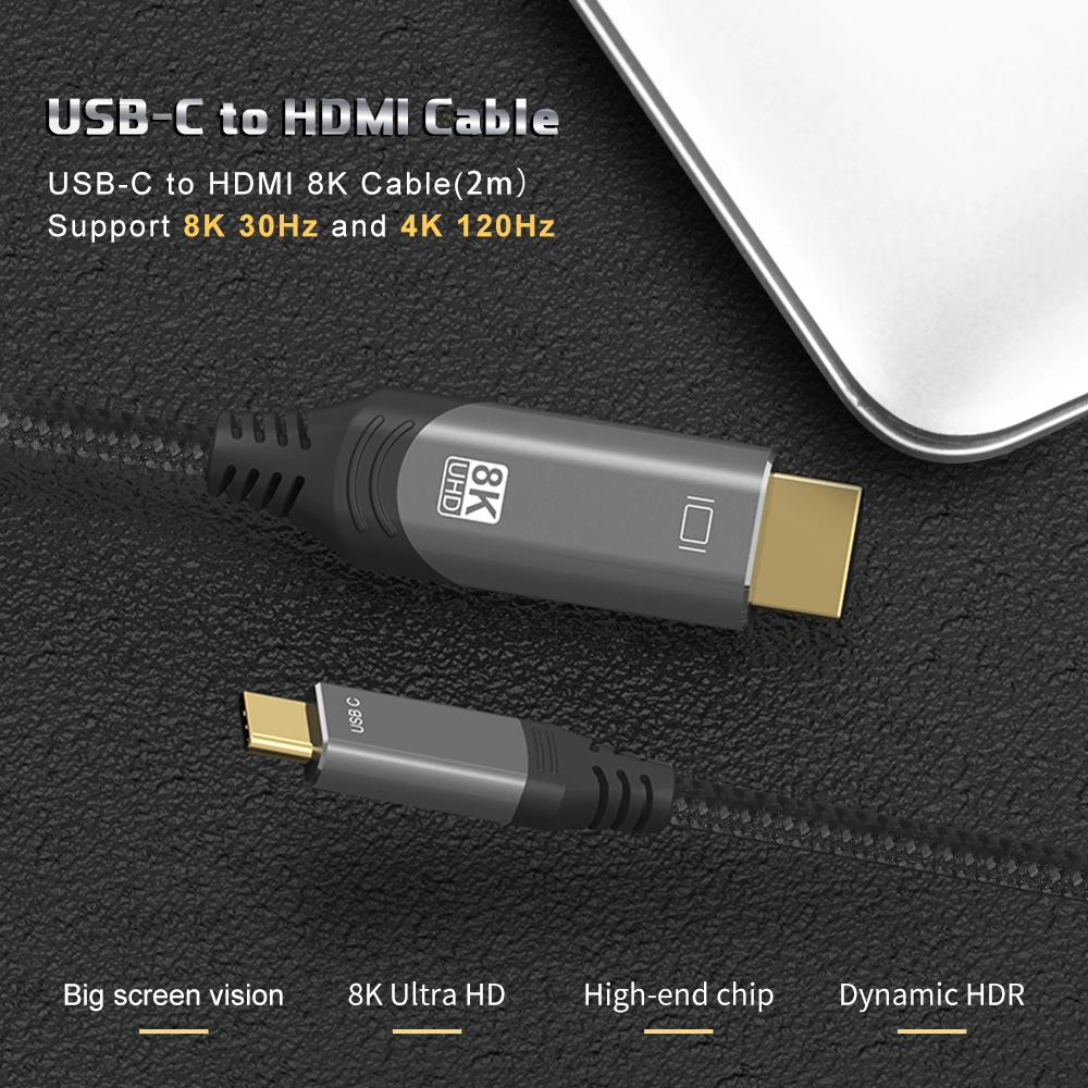 patrulje kapital Opdater 8k Usb3.1 Ubs Type C To Hdmi 2.1-compatible Cable 8k 30hz 4k 120hz 48gbps  Hdr Thunderbolt 3 Cable For Mackbook Phone Tablet More - Audio & Video  Cables - AliExpress