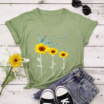 

Summer Women T Shirt Cotton 5XL Plus Size Flowers Dragonfly Print Short Sleeve O Neck Fashion Woman Tops Tees Casual Tshirts