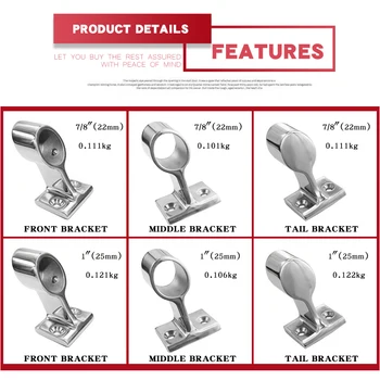

Marine Boat Hand Rail Fitting 316 Stainless Steel 22/25mm 60 Degree For Yacht Boat Marine Hardware Sailing Motorhome Accessories