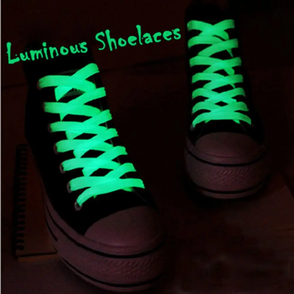 Горячая Новинка 1 пара 120 см светящиеся спортивные шнурки спортивные плоский ботинок шнурки светится в темноте ночной цвет флуоресцентные шнурки
