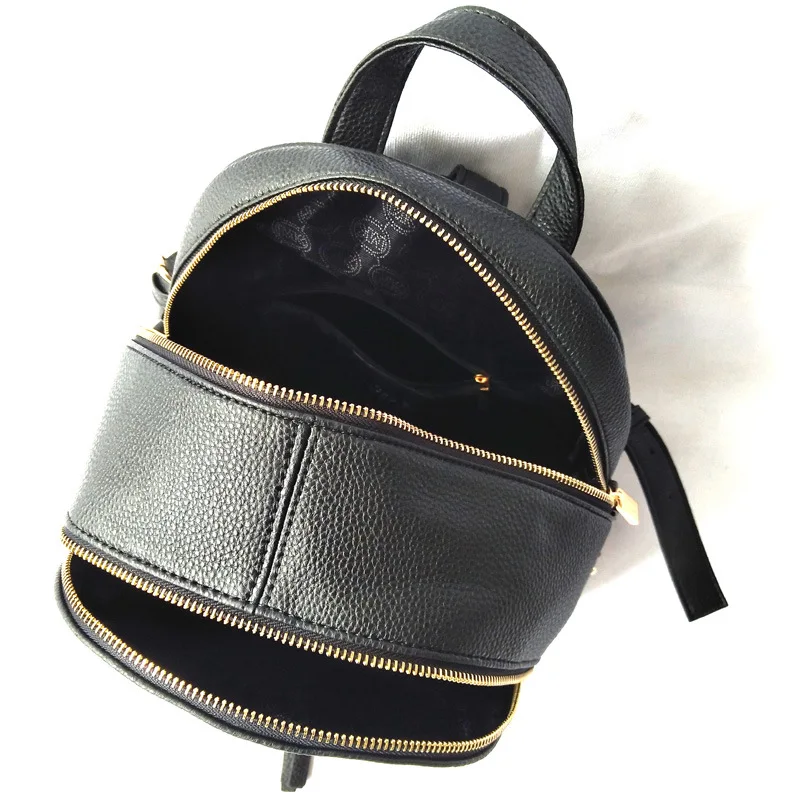 Повседневный Женский Черный Водонепроницаемый Школьный рюкзак Многофункциональный маленький рюкзак из искусственной кожи рюкзак-тоут