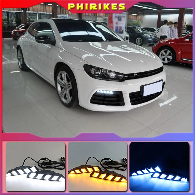 

For Volkswagen Scirocco 2011 2012 2013 2014 2015 Yellow Turn Signal style Relay Waterproof 12V Car LED DRL Daytime Running Light