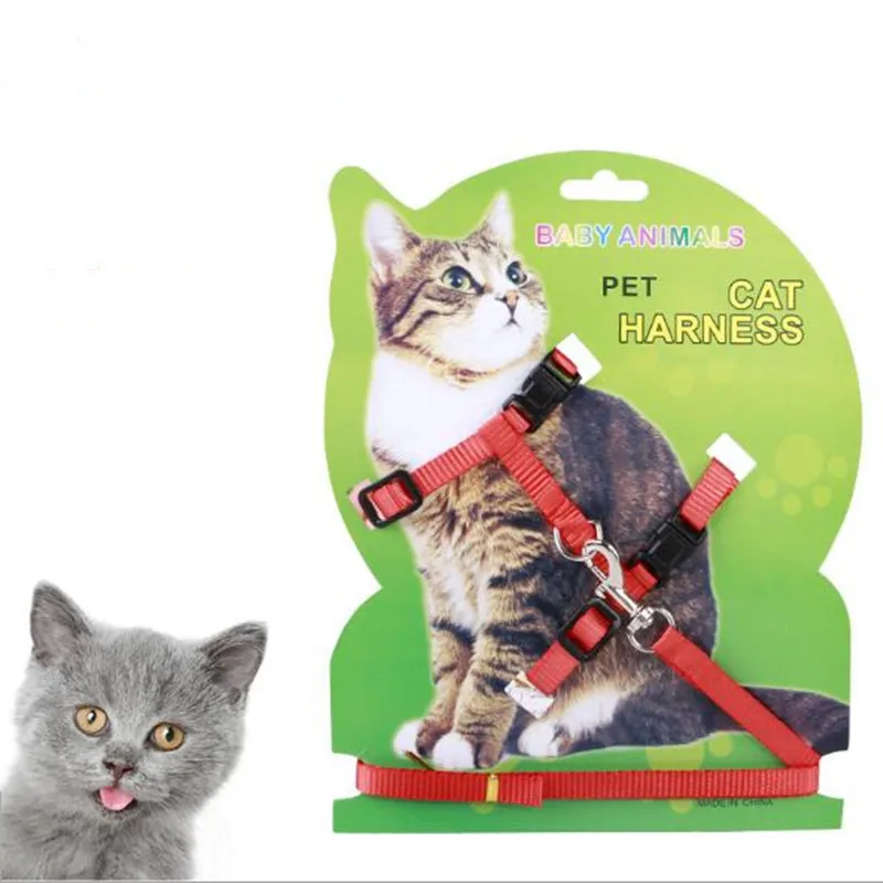 Pet Cat Collar Harness And Leash Adjustable Nylon Pet Traction Dog Kitten Halter Collar Cats Products For Cat Pet Harness Belt