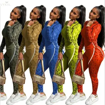 

New Autumn Winter Femme Tracksuit Women Set Hoodies Full Sleeve Suits Print Two Piece Set Top And Pants Sportswear Women Outfits