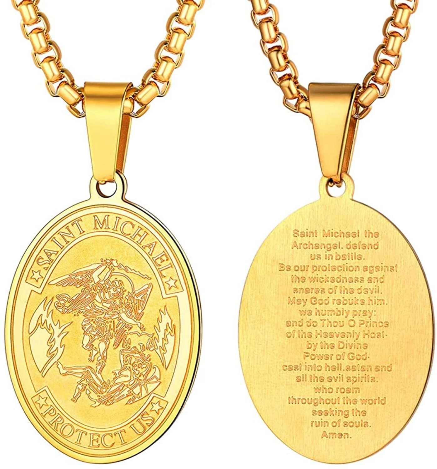 Mens gold st michael pendant Clearance