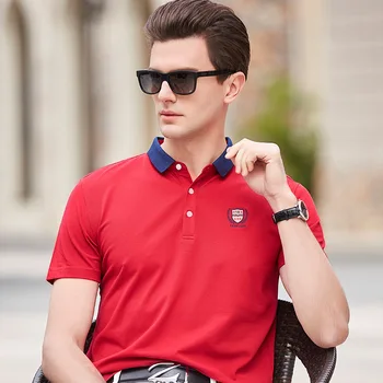 

2020 New Men's T-shirt Business Lapel Solid Middle-aged Men's Short-sleeved T-shirt Men Polo Shirt Mens Clothing