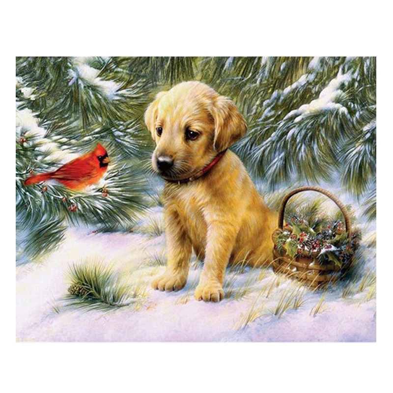 Snow Dog 5d Diamond Mosaic Handmade Painting Cross Stitch Embroidery Animals Patterns Rhinestones Arts | Дом и сад