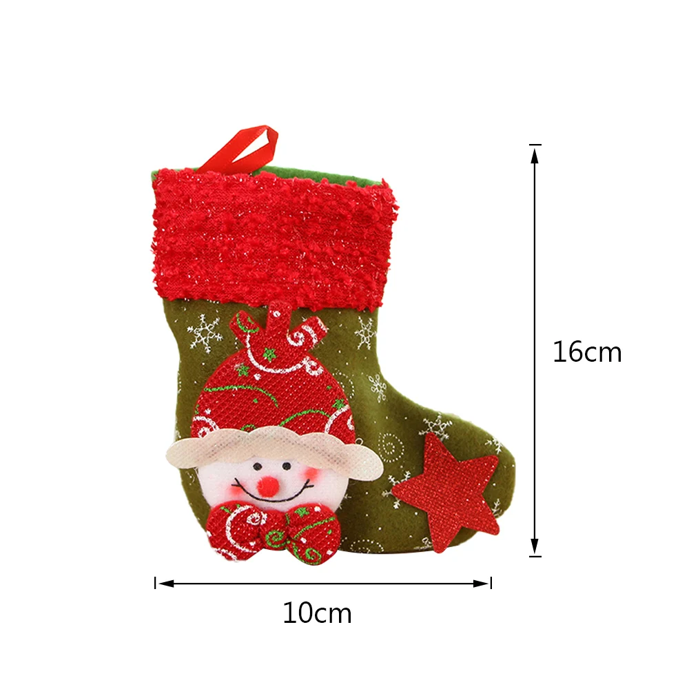 Santa Claus Sock Gift Christmas Stockings Hanging Ornaments Gift Holders Kids Candy Bag Xmas Christmas Tree Decorations - Цвет: 1PC I