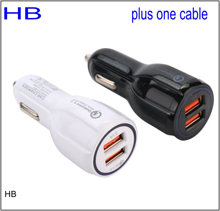 QC 3 0 Быстрый автомобильное зарядное устройство двумя портами usb 6A Мощность