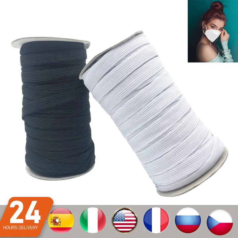 

3/5/7/9mm Mask Round Elastic Band Elastic Rope Rubber Band Elastic Line Face Mask DIY Sewing Accessories Black White Multi Size