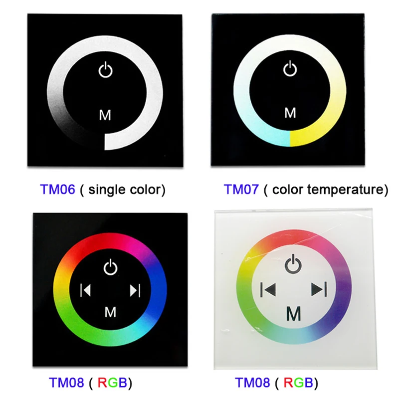 TM06 TM07 TM08 DC12V-24V настенный Одноцветный/CT/RGB светодиодный сенсорный панельный контроллер стеклянный диммер для светодиодной ленты светильник