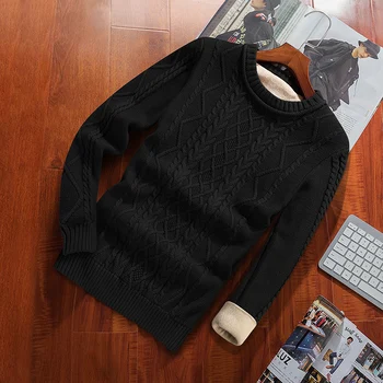 Winter Men Sweater Plus Velvet Keep Warm 2020 New Arrival Slim Thick Male Pullover Sweater
