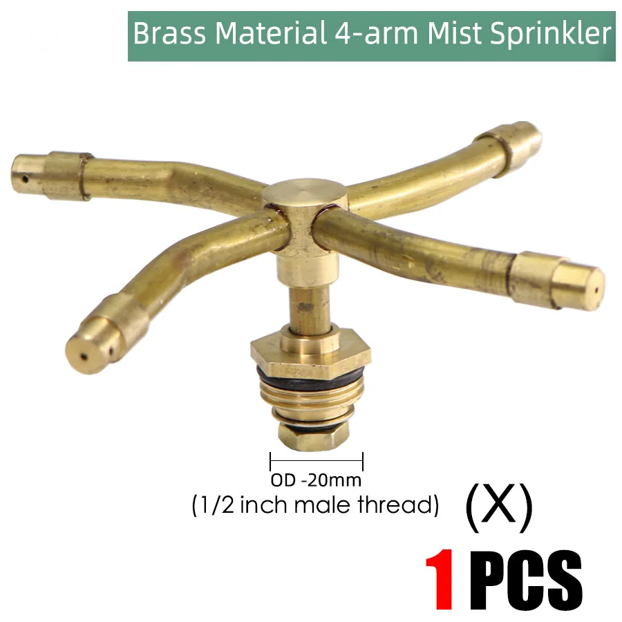 Brass Nozzle Garden Mist Sprinkler Copper Misting Cooling System Irrigation 1/2" Thread 2/3/4 Arm Sprayer Fog Watering Tool