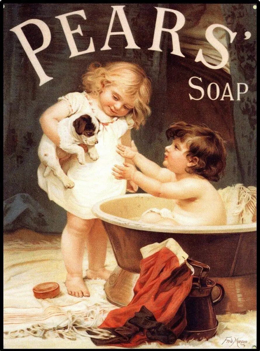 

Pear's Soap Pear's Puppy Brown Retro Wall Home Bar Pub Vintage Cafe Decor, 8x12 Inch