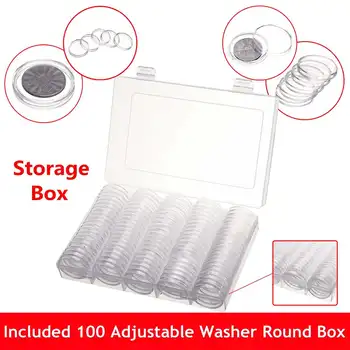 

100Pieces/Lot 17/20/25/30/40mm Adjustable Coin Capsules Case Collector Clear Round Coin Holder Protector Box for Coin Collection