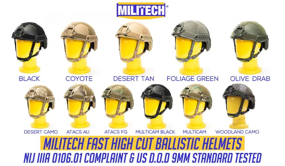 Casco antibalístico NIJ Level IIIA 3A, novedad de 2019, rápido, corte XP, certificado ISO, a prueba de balas, 5 años de garantía, Militech