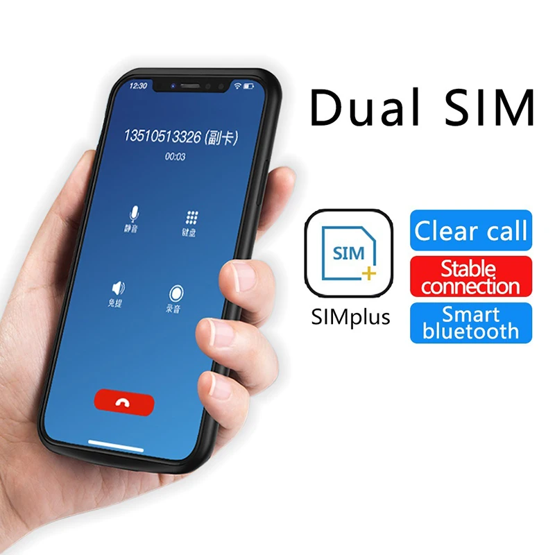 

4.7Inch Dual Sim Card Adapter Bluetooth Case for iPhone 6 6S 7 8 Slim Dual Standby Adapter Two Active Sim Card Holder
