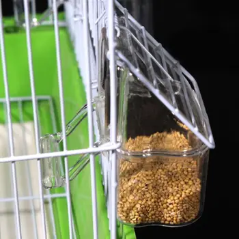 

Parrot Bird Transparent Plastic Food Cup Bowl Company Clean Water Silo Waterer Box Bird Accessory for Parakeets, Canarie