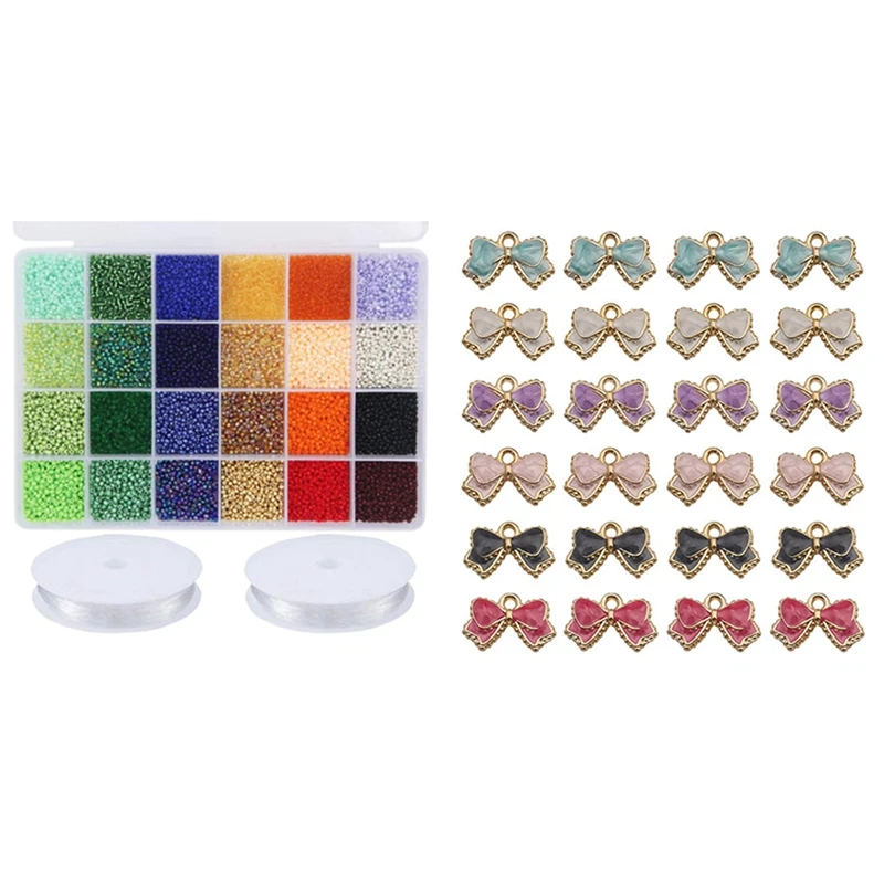 2 Set Diy Accessories: 1 Millet Beads Alphabet Bead Kit &amp Drops Of Oil Bows Bowknot Pendant | Украшения и аксессуары