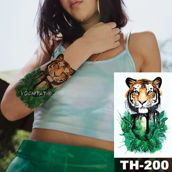 

Waterproof Temporary Tattoo Sticker Watercolor tiger jungle pattern animals Water Transfer body art flash fake tatoo