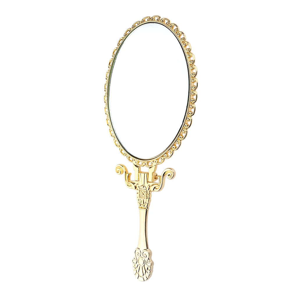 Foldable Makeup Mirror Oval Hand Held Mirror With Handle For Ladies Dresser