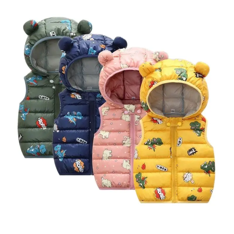 

2020New Winter Girls Fashion Hooded Vest Cartoon Boy Warm tcoat Casual Outerwear Jackets For Kids Thick Children's Clothing0-5Y