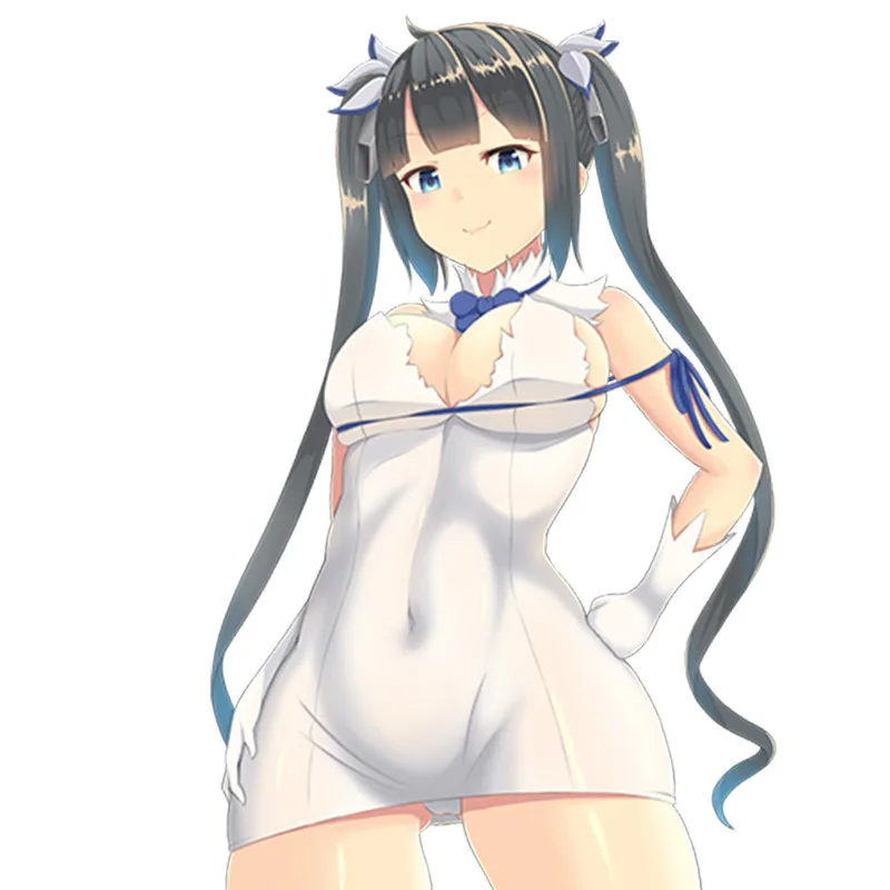 Интересная Автомобильная аниме наклейка Kawii Girl Hestia, аксессуары для стайлинга автомобиля, Виниловая наклейка на окно автомобиля, царапины, ПВХ, 13 см * 8 см