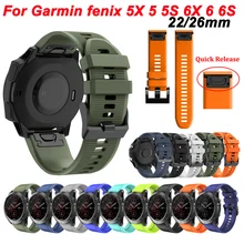 Correa de silicona para reloj deportivo, Correa de liberación rápida para Garmin Fenix 6, 6X, 6S Pro, 5X, 5S, 5 Plus, 3HR, Forerunner, 935, 945