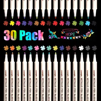 

30 Colours Metallic Marker Pens for Glass Paint Rock Painting Stone DIY Card Making Plastic Pottery Wood Metal Surface