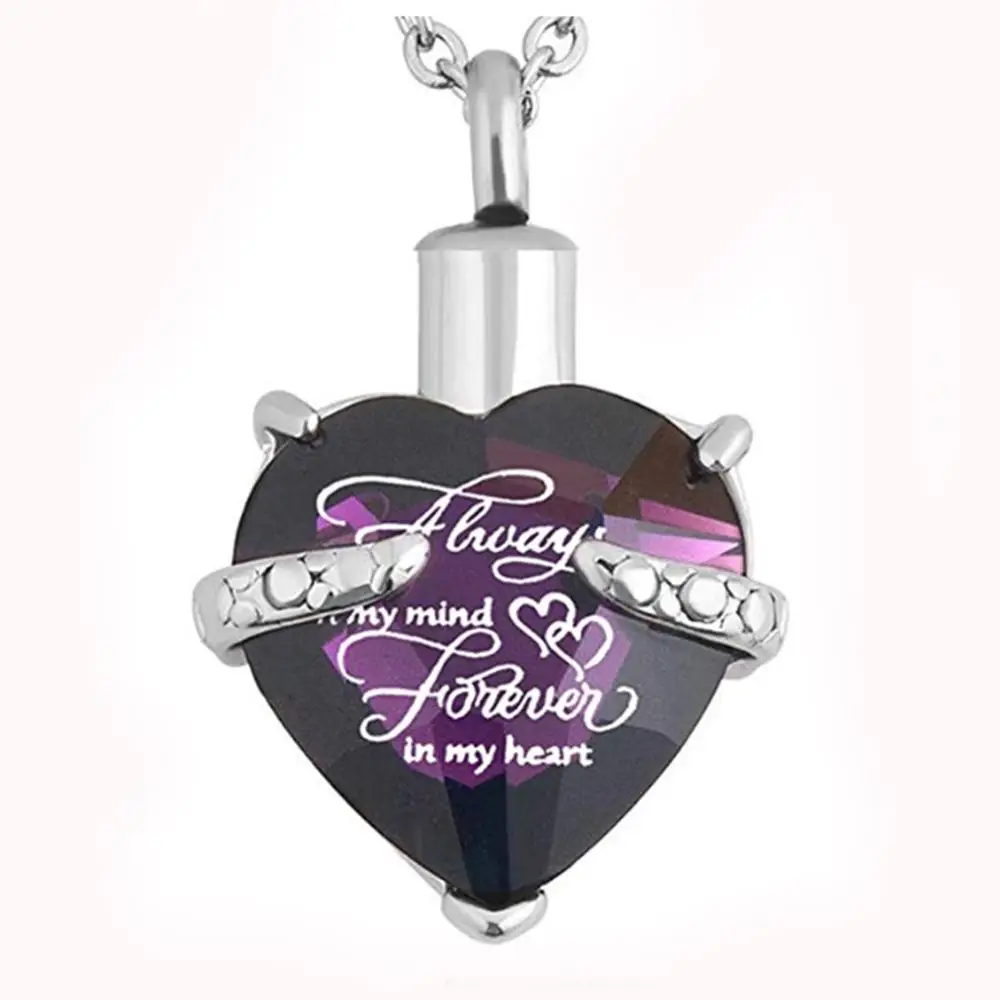 Сердечко Кремация Urn ожерелье для праха Jewelry памятный кулон с наполнителем Always on My