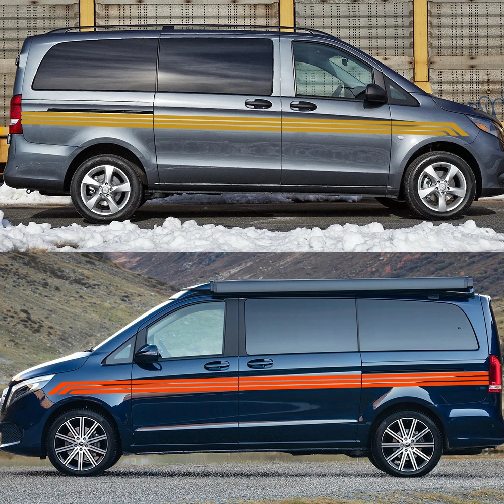 2 шт. автомобильные длинные Боковые Полосатые наклейки для Mercedes Benz Vito V Class W447 V260