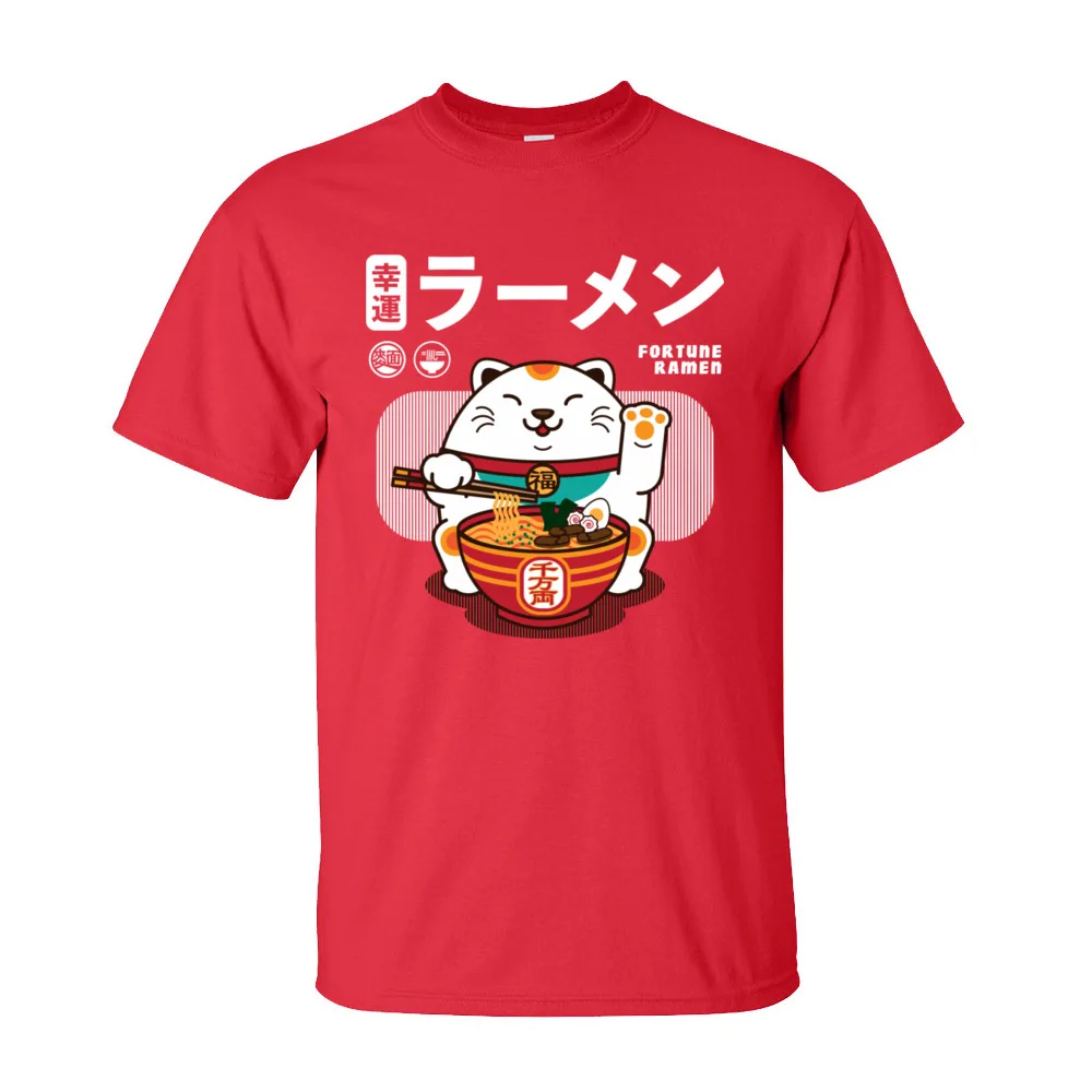 Fortune Ramen 100% Cotton Men Short Sleeve T Shirt Normal Summer/Autumn T-Shirt cosie Sweatshirts Cute Round Neck Fortune Ramen-63 red