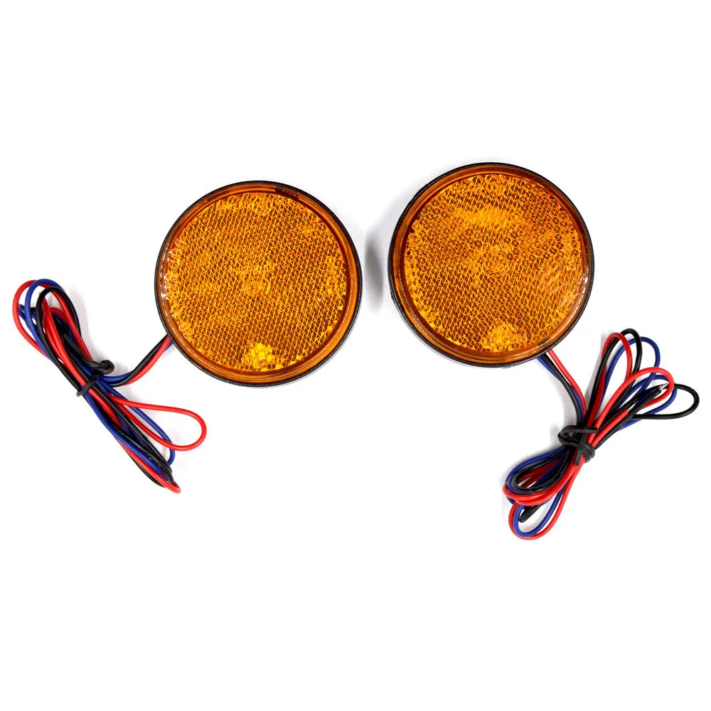 JAER Pair 12V светодиодный Круглый отражатель для мотоцикла задний тормоз сигнал