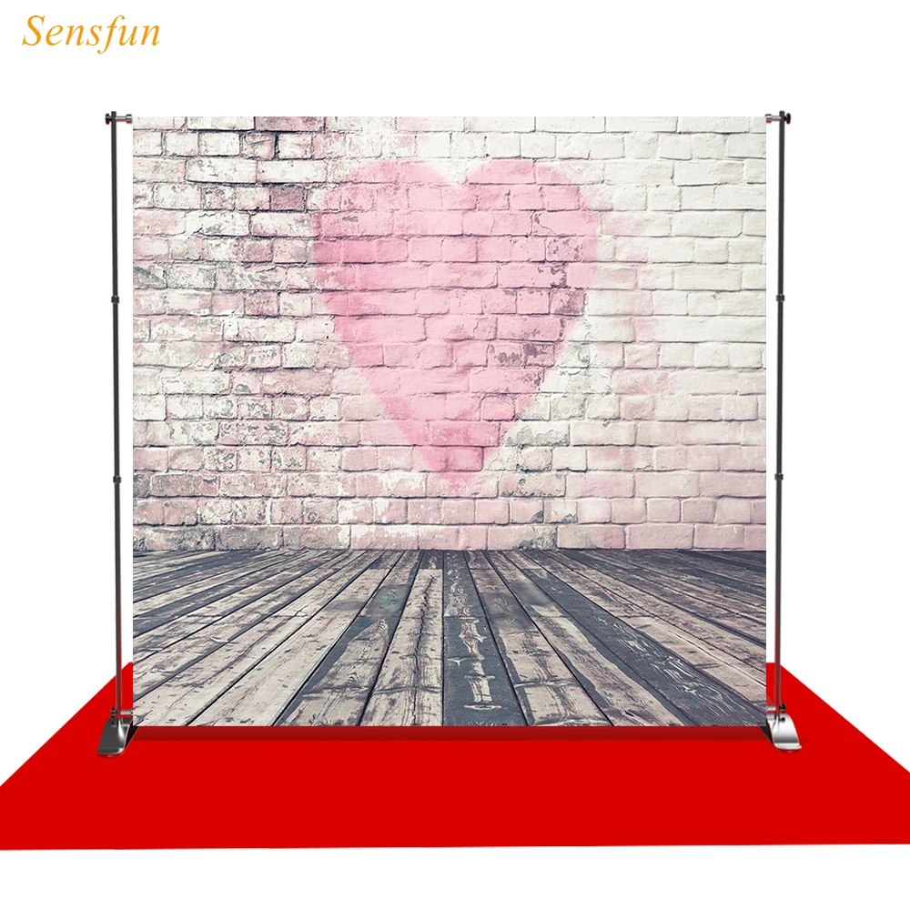 

LEVOO photographic background valentine's day brick wall wooden floor photocall photobooth studio photography backdrop