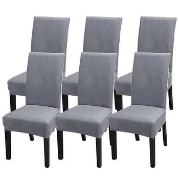 

Dining Room Chair Covers Set of 6, Fit Stretch Soft Plush Removable Washable Short Parsons Kitchen Dining Chair Slipcovers Prote