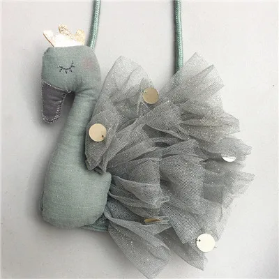 gray swan Monsisy Детский кошелек, Детский кошелек для монет и сумочка для девочек, мини-сумка Kawaii, лебедь, свинья, птица, кукла, сумка через плечо, детские кружевные сумки - Цвет: gray swan