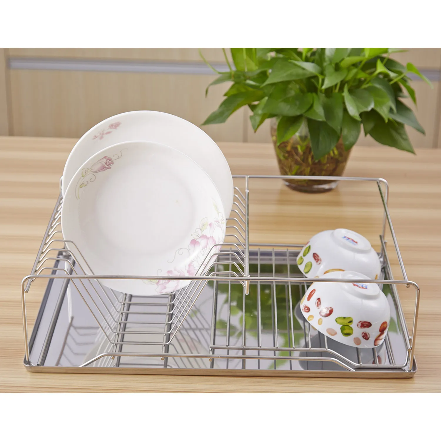 

1 Tier Stainless Steel Dish Rack with Draining Board Holder Dish Drainer Utensil Cookware Flatware Drying Dryer Rack Holder