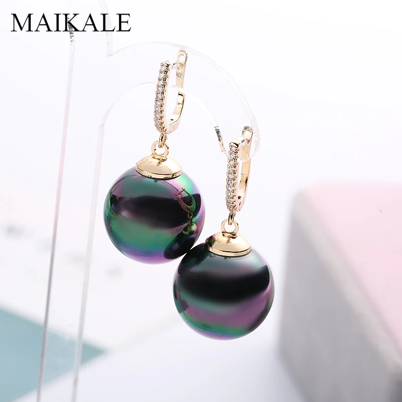 Женские серьги с красным и черным жемчугом MAIKALE подвески золотого серебряного